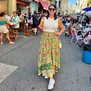 Farm Rio flowy elastic waist skirt with pineapple print